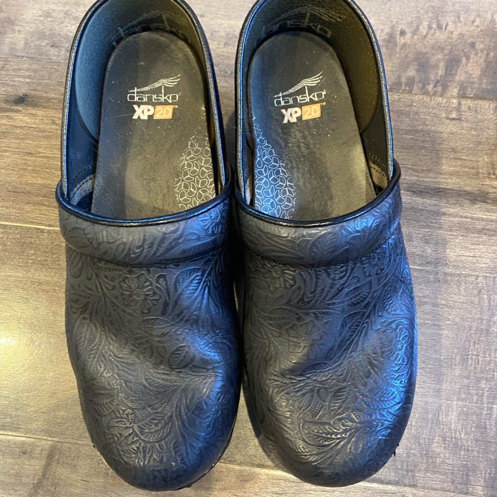 Dansko Pro XP tooled leather clogs